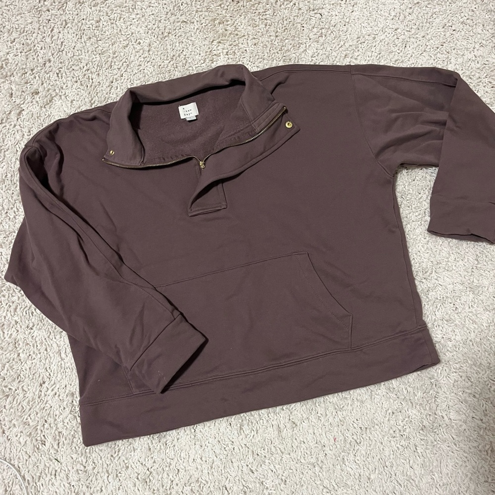 Oversized three quarter zip hoodie